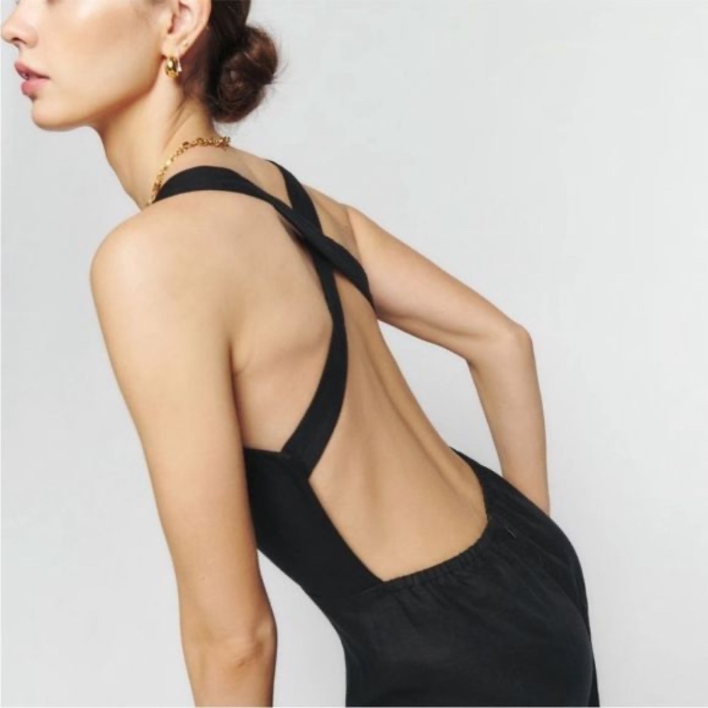 Reformation Autumn Linen Jumpsuit In Black - Picture 5 of 8